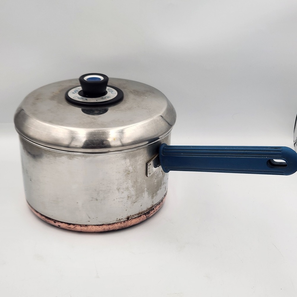 Vintage Revere Ware 1801 Copper Clad 4 Quart Saucepan w Lid Riverside CA